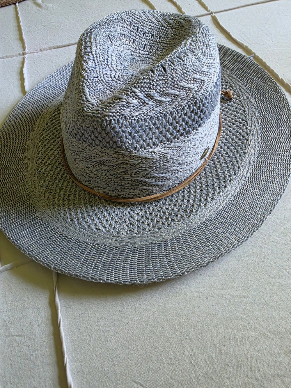 C.C Gray Straw Sun Hat with Brown Band - Women's Accessories - Picture 2 of 5